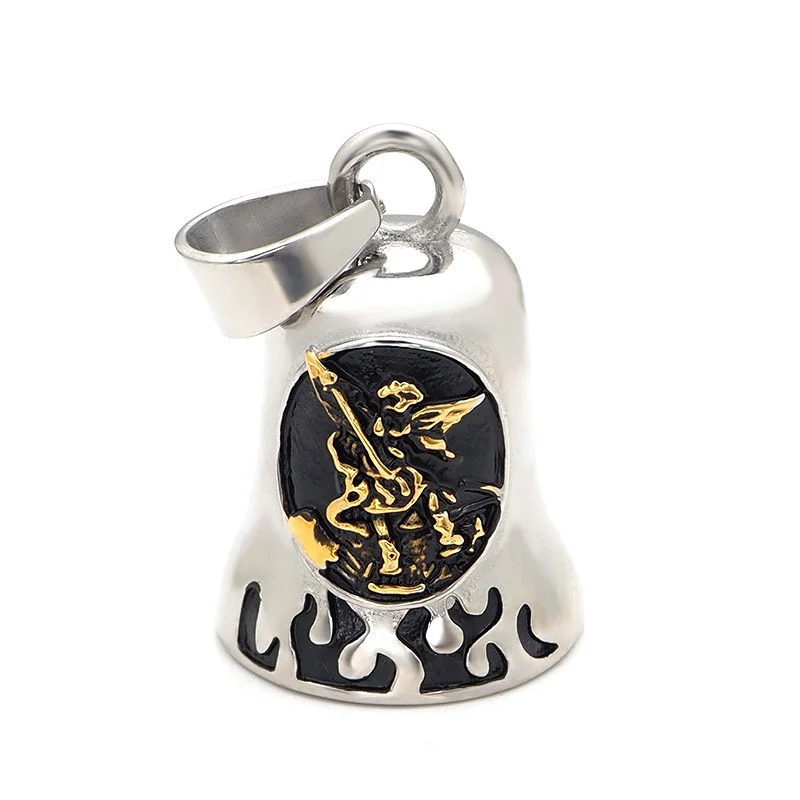 

Creative Men's Fashion Bell St Michael Angel Bell Pendant Necklace Motorcycle Motorcycle Good Luck Amulet Jewelry Gift Whalesale