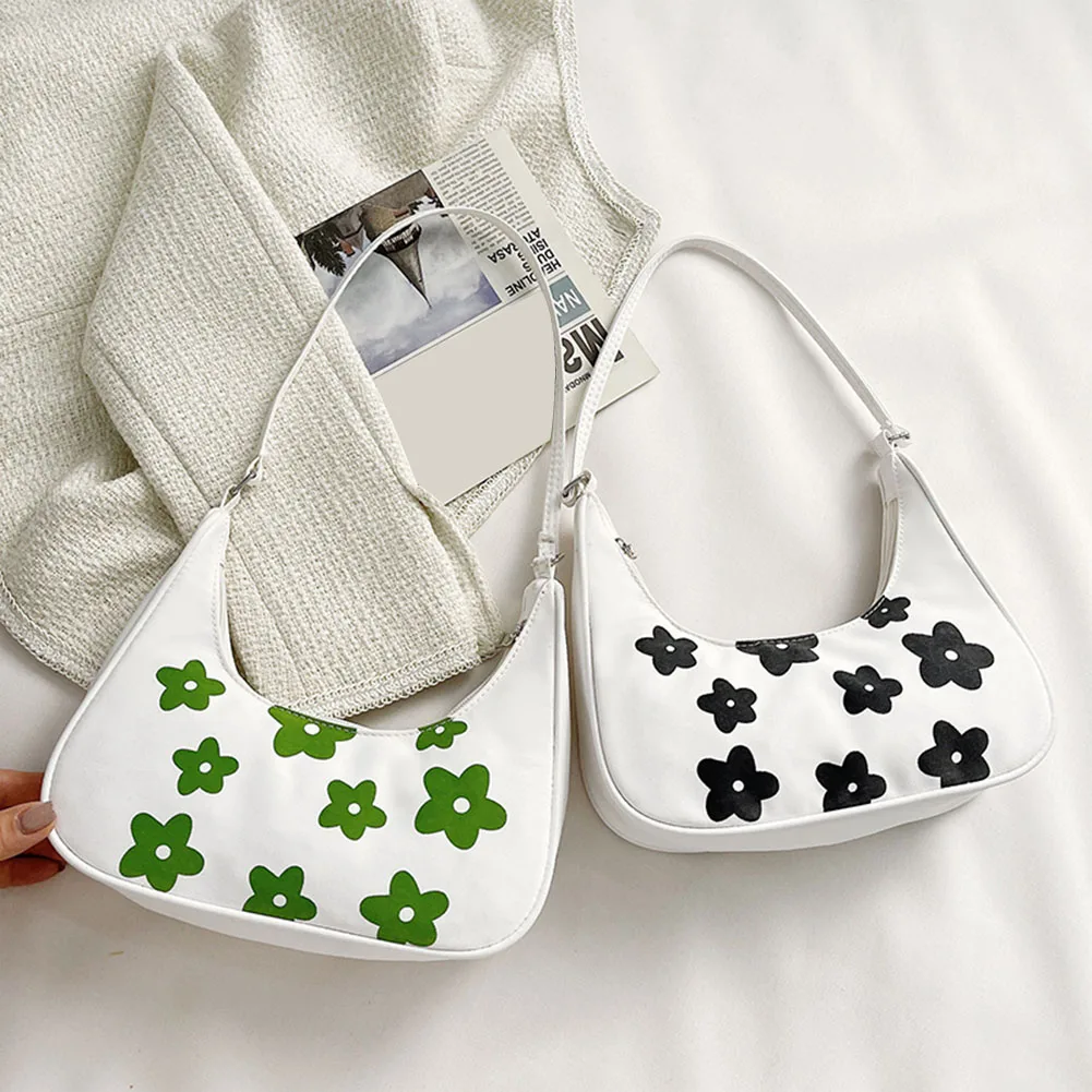 

Underarm Bags for Women Canvas Flower Print Crescent Hobo Shoulder Handbags Summer Beach Bags New 2022 Fashionable Shoulder Bags
