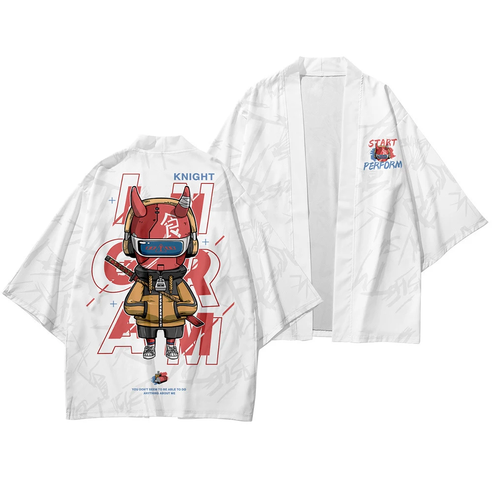 

Men's and women's Japanese traditional kimono cardigan simple ghost Japanese summer kimono nine-point pants suit 3