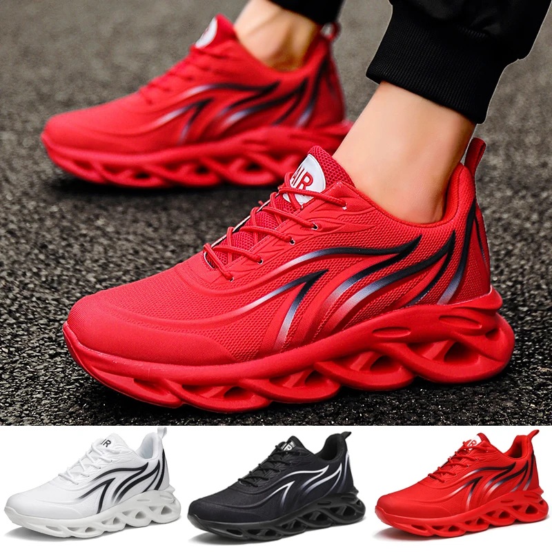 Men's Flame Printed Sneakers Flying Weave Sneaker Comfortable Running Shoes Outdoor Men Athletic Cushioned Running Shoes