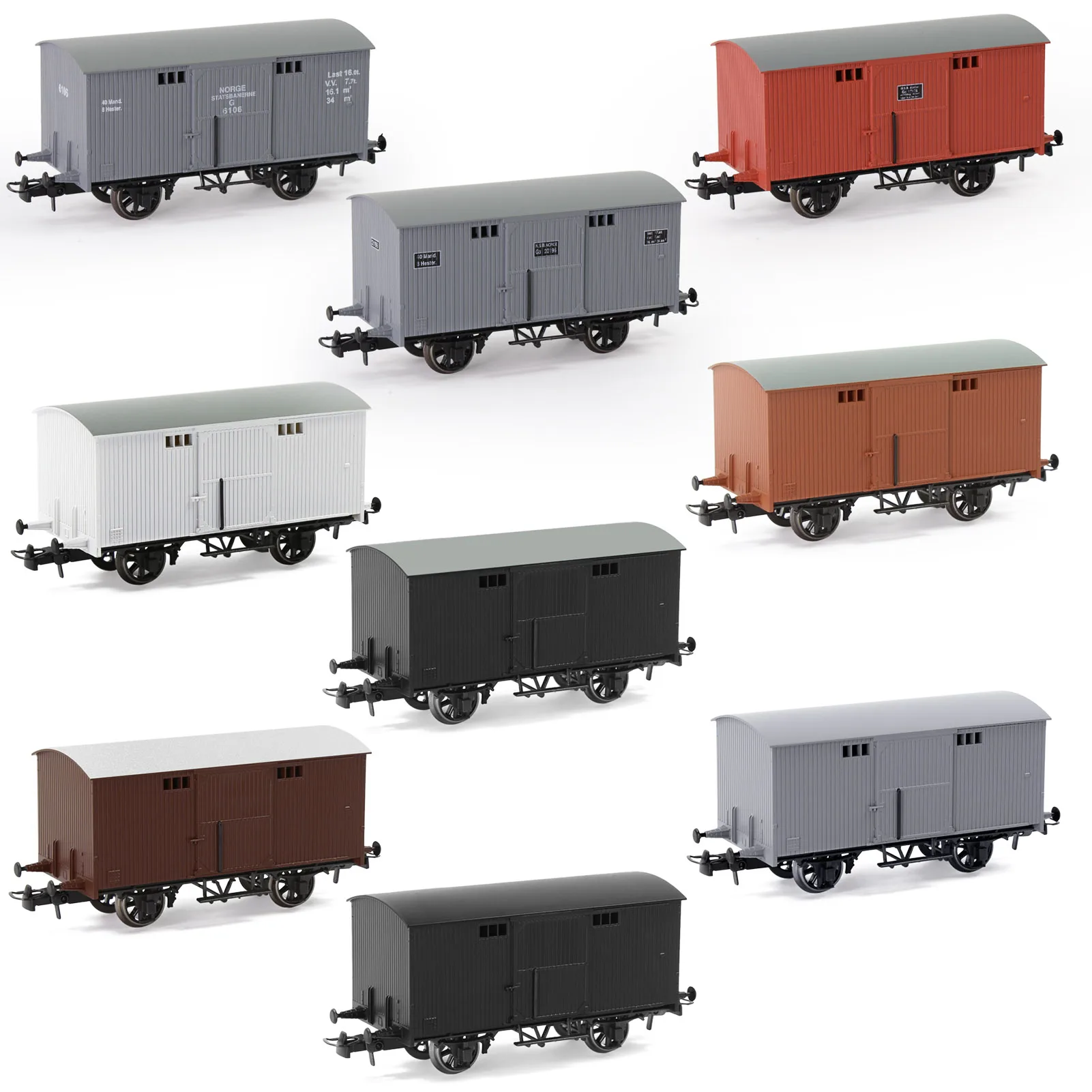

Evemodel 3pcs Model Trains HO Scale 1:87 20ft Box Car Wagon 20' Railway Boxcars C8728