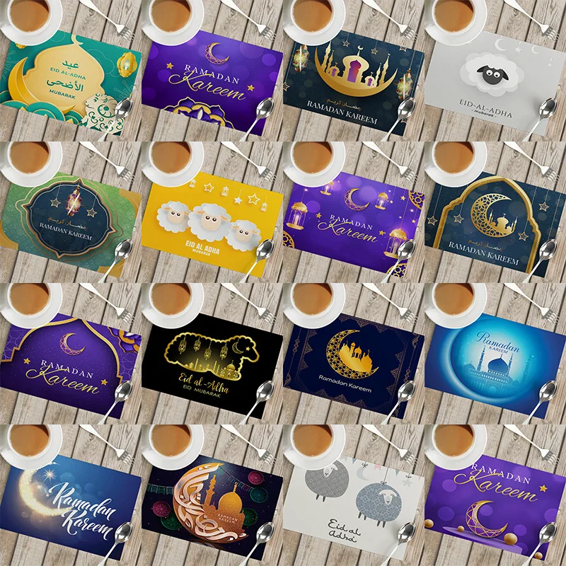 

1pcs Eid Mubarak Placemat Home Decoration Accessories 2013 Ramadan Kareem Dining Table Decoration LINEN Table Mat Holiday Gifts