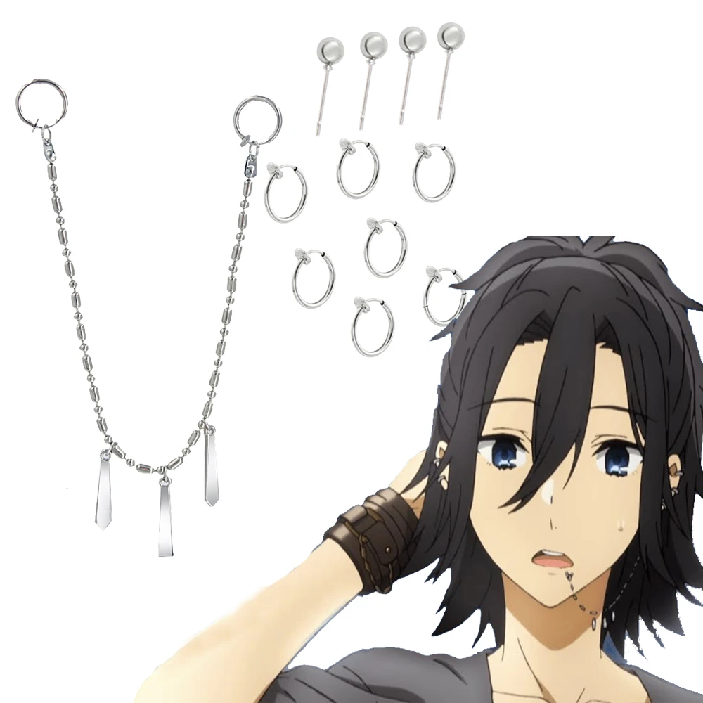 

Anime Horimiya Miyamura Izumi Ear Clip Lip Chain Earring Stainless Steel Punk Earrings Cosplay Prop Accessories