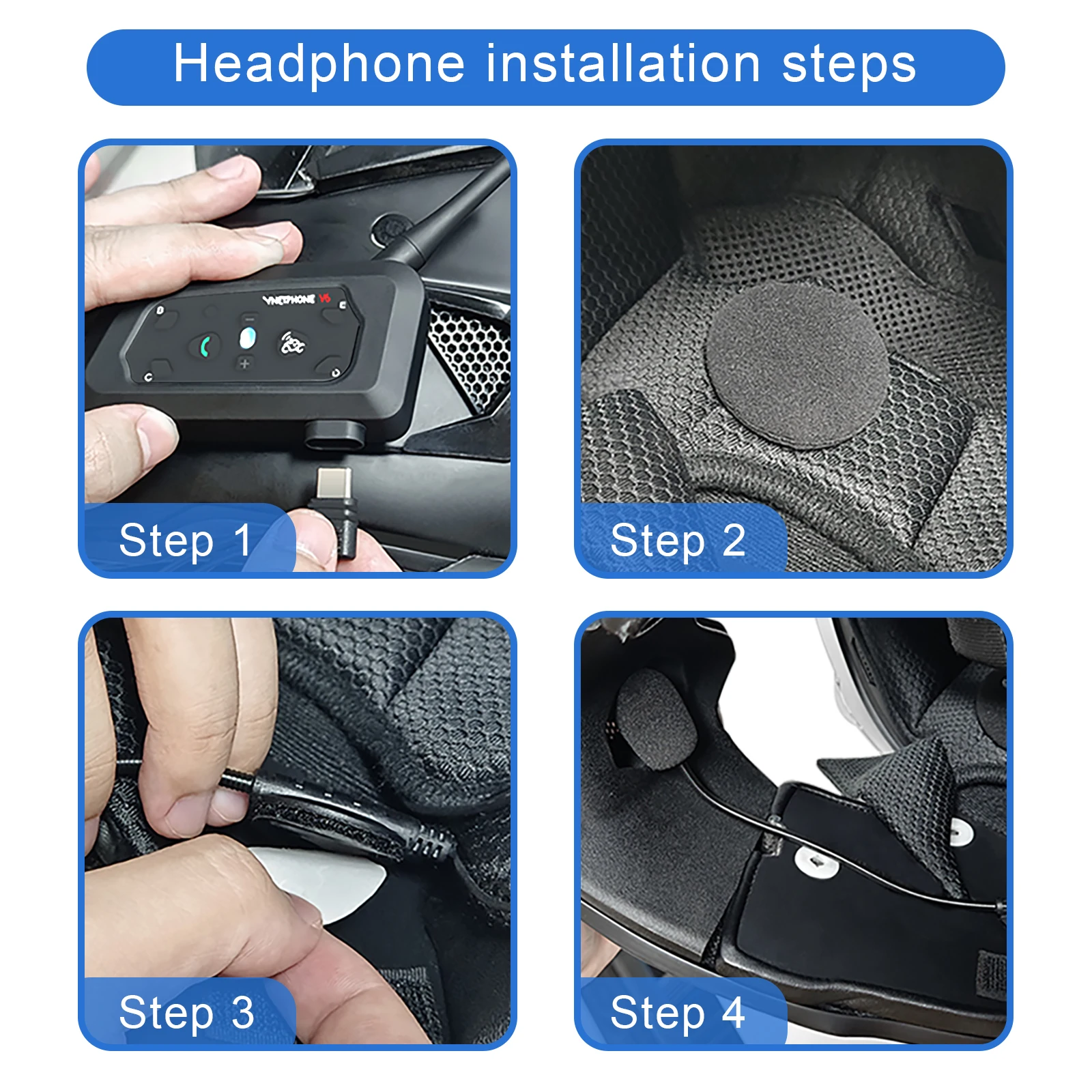 Bluetooth-гарнитура Vnetphone V6 для мотоциклетного шлема с пультом ДУ