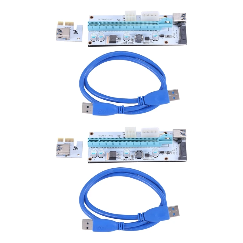 

2X Ver 008S Pci-E Riser Express 1X To 16X USB 3.0 Image Mining Extension Cable