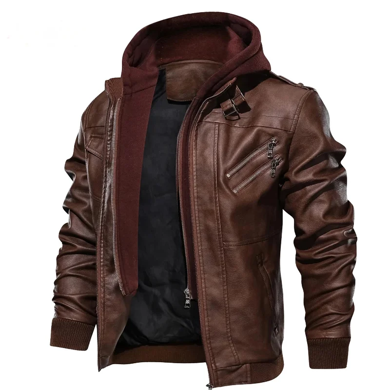 

Men's Spring Faux Letaher Jacket Solid Casual Leather Coats 2022 Motorcycle Male PU Fashion Male Outwear Oversize Coats S-3XL