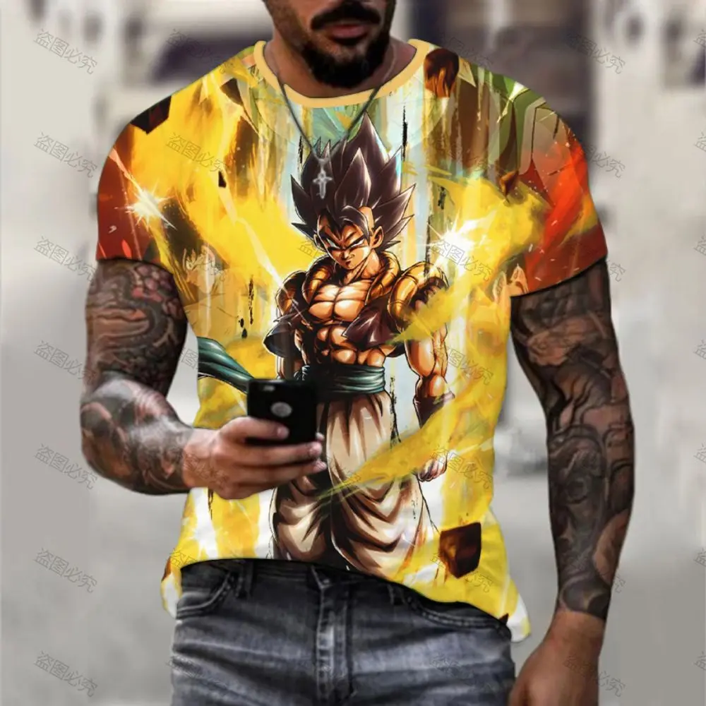 

Men's T-shirt Dragon Ball Z Goku Vegeta Harajuku 110-6XL Cool Streetwear Trend GYM Oversized Saiyan Anime Majin Buu O-collar