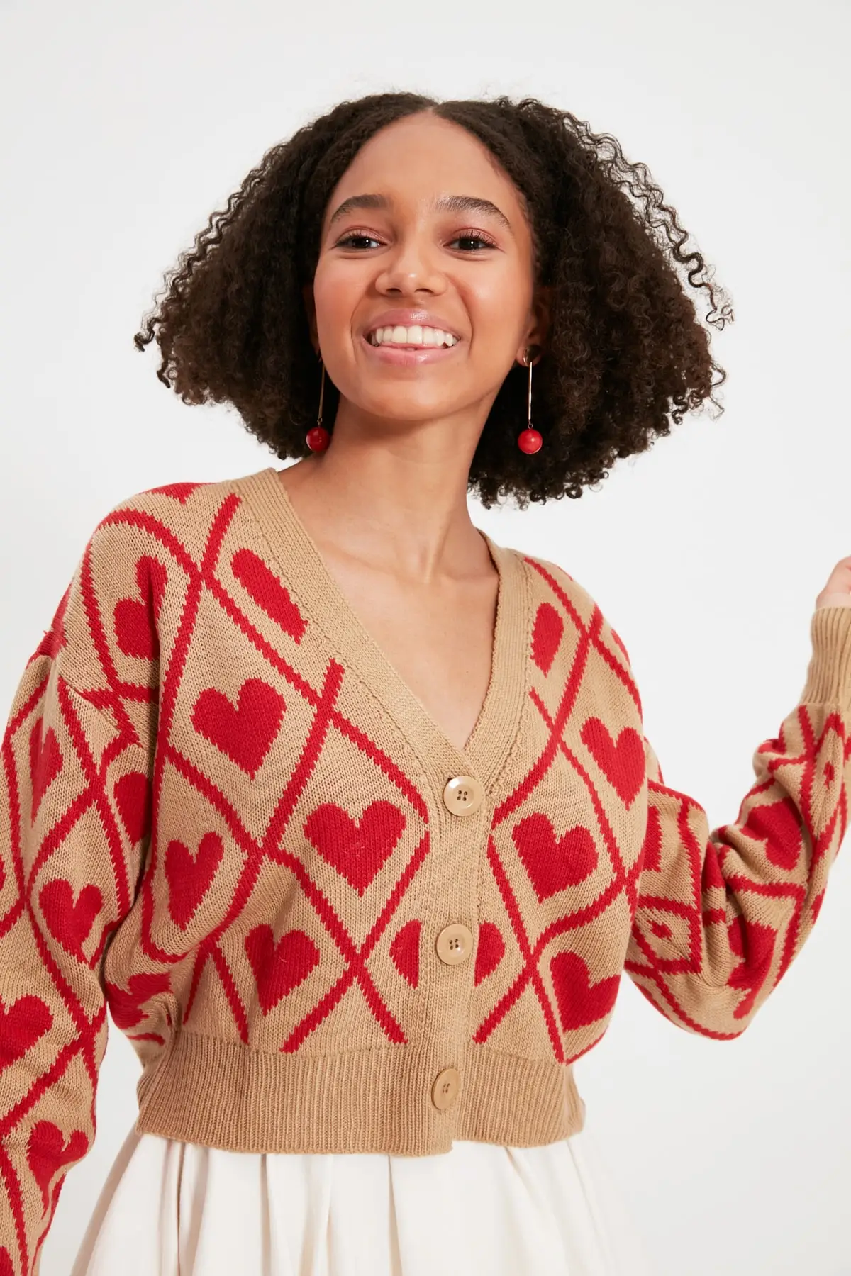 

Trendyol Crop Jacquard Knitwear Cardigan TWOAW22HI0515