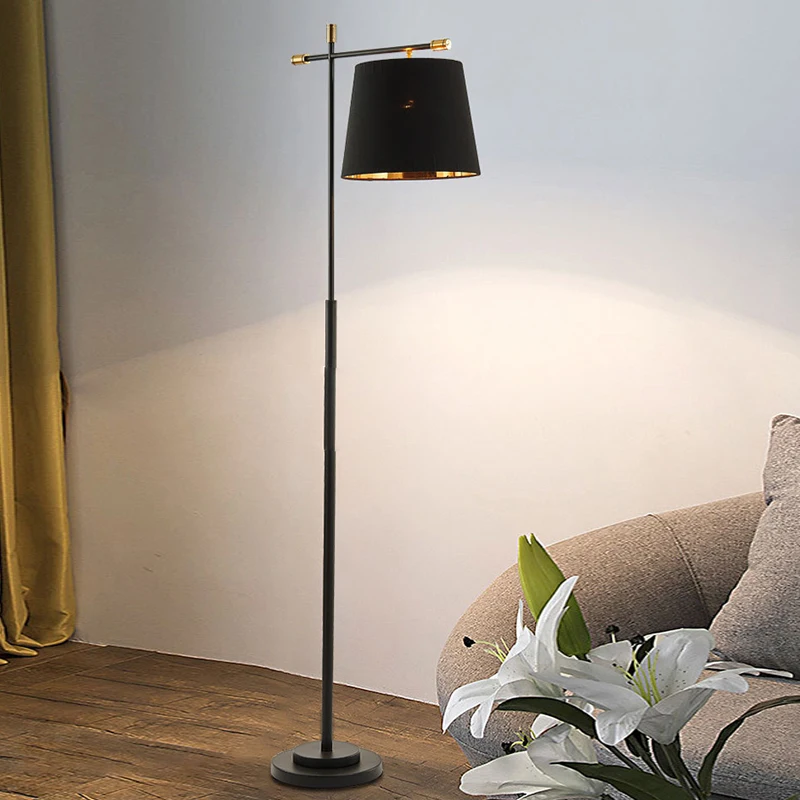 

Nordic Loft Led Floor Lamp Black Cloth Lampshade Standing Lamp Living Room Floor Lamp Bedroom Decoration Stand Light Fixtures