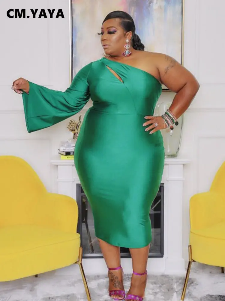 

Женское платье с длинным рукавом и открытым плечом, размеры 2XL-5XL