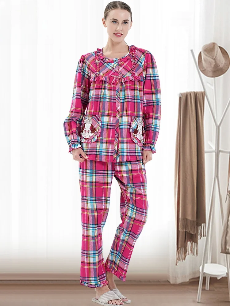 Kaishuna с принтом из % чистого хлопка красные осенние и зимние пижамы женские