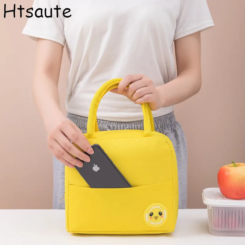 

Thermal Insulated Bag Lunch Box Lunch Bags for Women Portable Fridge Bag Tote Cooler Handbags Solid Color Food Bag for Work