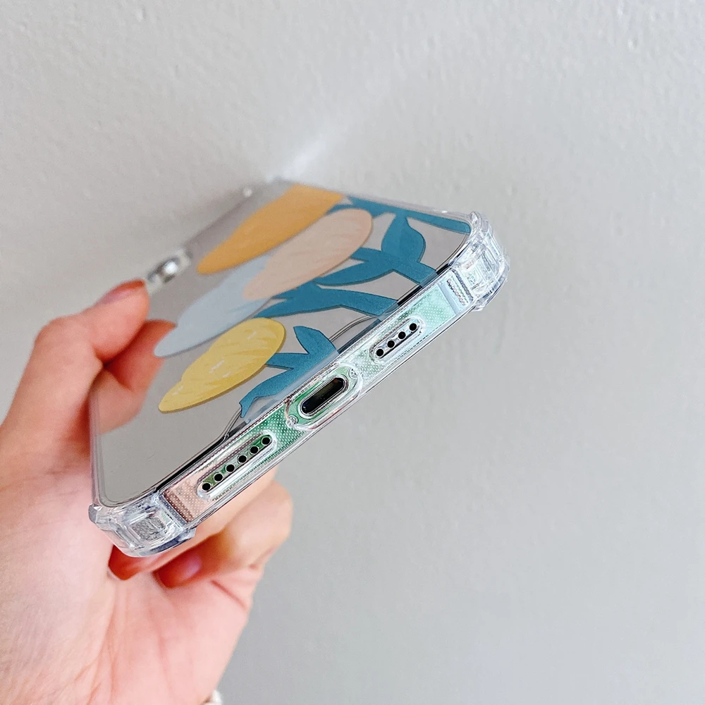 Роскошный летний зеркальный чехол с цветами для iPhone Xs Max X Xr 7 8 Plus противоударный