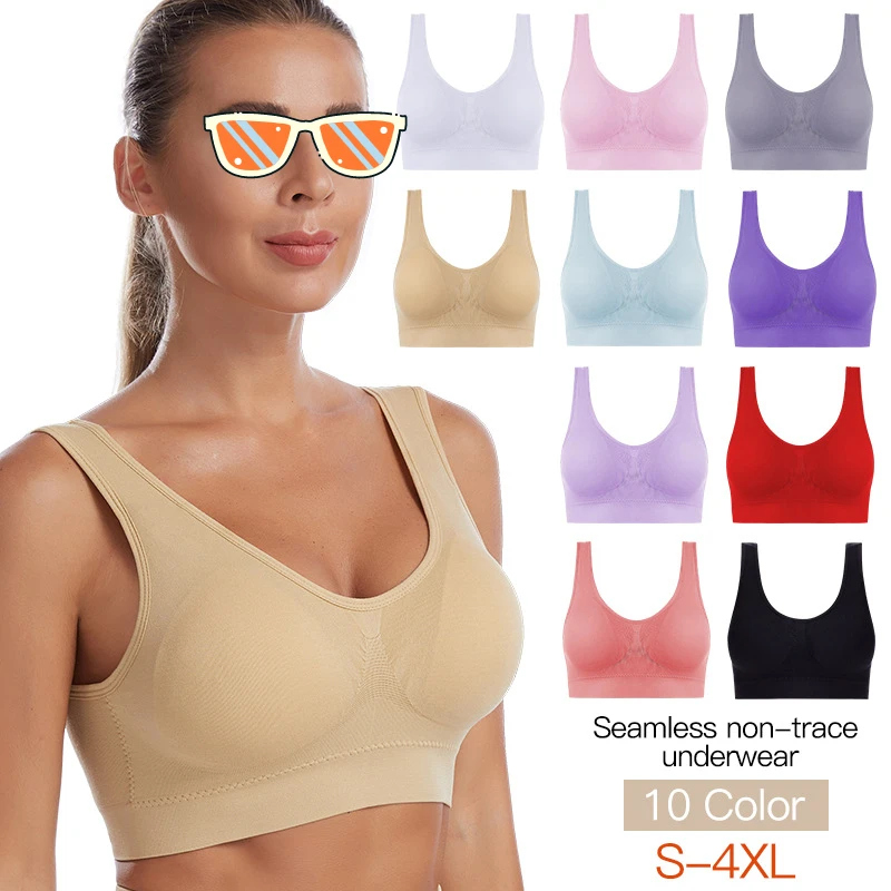 

Sports Bras for Women Push Up Bra Unwired Bras Summer Breathable Anti-sweat BH Seamless Sexy Lingerie Gym Fitness Vest Plus Size