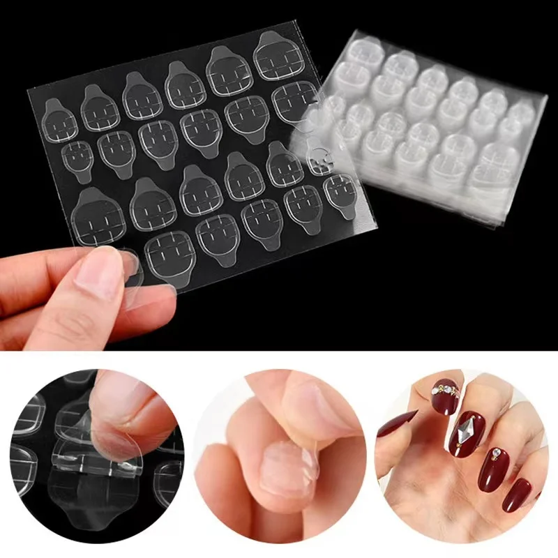 120pcs Solid Glue Nail Tips Double Sided Self Adhesive Sticker Jelly Waterproof False Art Extension Fake Nail Glue Manicure Tool