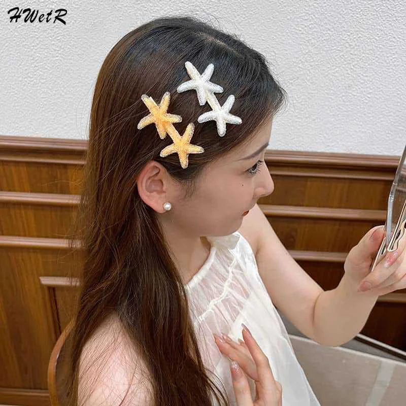 Модные заколки для волос с морскими звездами 2 шт. уникальные девочек пляжные