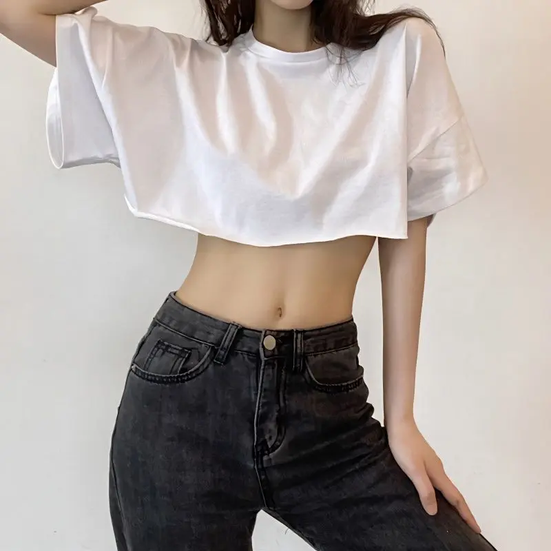 

Футболка женская оверсайз в стиле хип-хоп, модный базовый белый топ с круглым вырезом и коротким рукавом, в стиле Харадзюку, на лето