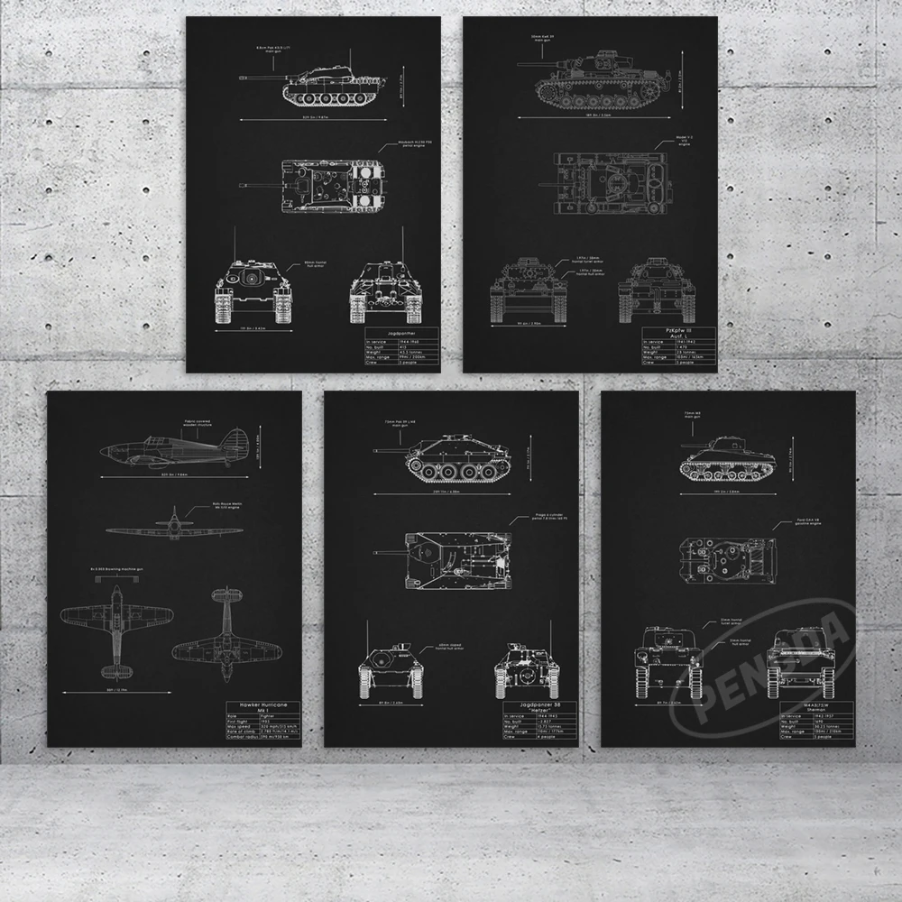 

Wall Artwork Home Decoration Tank Airplane Canvas HD Print Structure Diagram Painting Modern Poster Living Room Modular Pictures