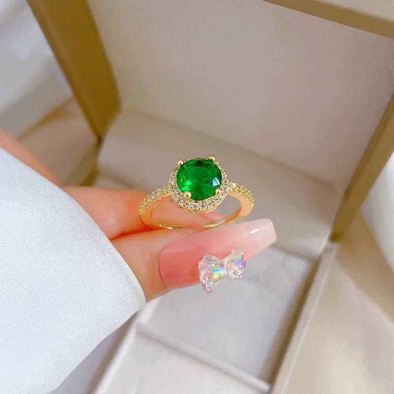 

INS Super Sparkling Zircon Women's Ring with Adjustable Opening and Simple Handwear Japanese Jewelry Ring Couple Ring