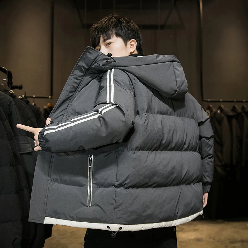 2022 New Winter Korean Style Men Cotton-padded Coat Thick Hooded Jacket Male Couple's High-necked Overcoat Men's Clothing M-6XL