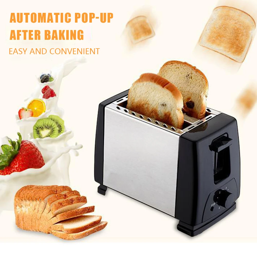 

2 Slices Breakfast Machine Automatic Mini Breakfast Toaster Fast Heating Stainless Steel 6 Toast Settings for Bread Bagel Waffle