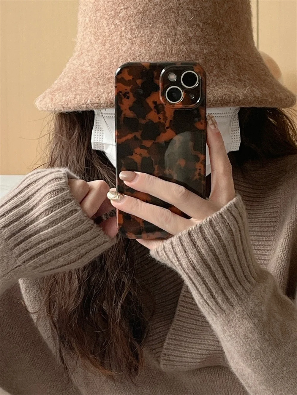 Vintage Amber Leopard Phone Case for iphone 14 13 12 11 pro max X XS XR 14promax ins Popular Soft IMD Cover Gift Woman Girl images - 6