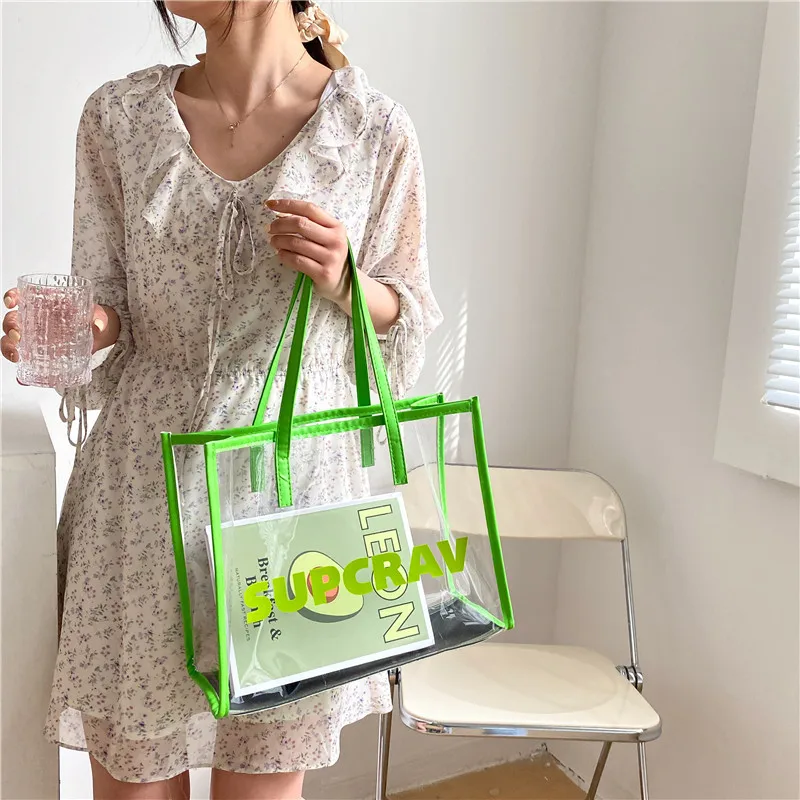 

Вместительная женская сумка через плечо, Повседневная прозрачная сумка-Желе, Новинка лета 2022, летняя модная сумка-тоут