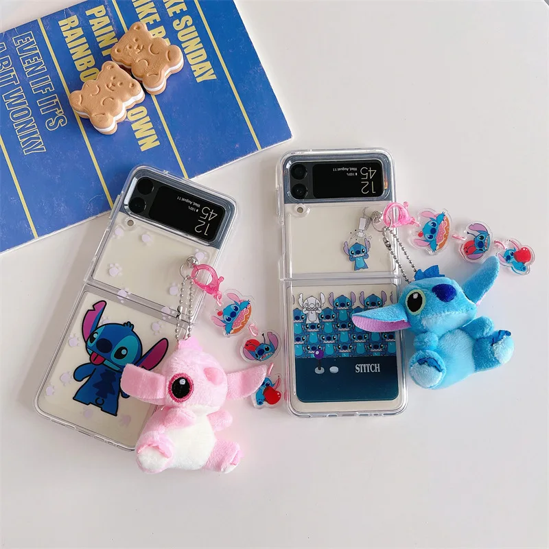 

Cartoon Plush Monster Pendant Phone Case for Samsung Galaxy Z Flip 3 Z Flip 4 Hard PC Back Cover for ZFlip3 ZFlip4 Case Shell