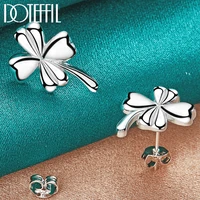 doteffil 925 sterling silver four leaf clover stud earring for woman fashion charm wedding engagement party jewelry