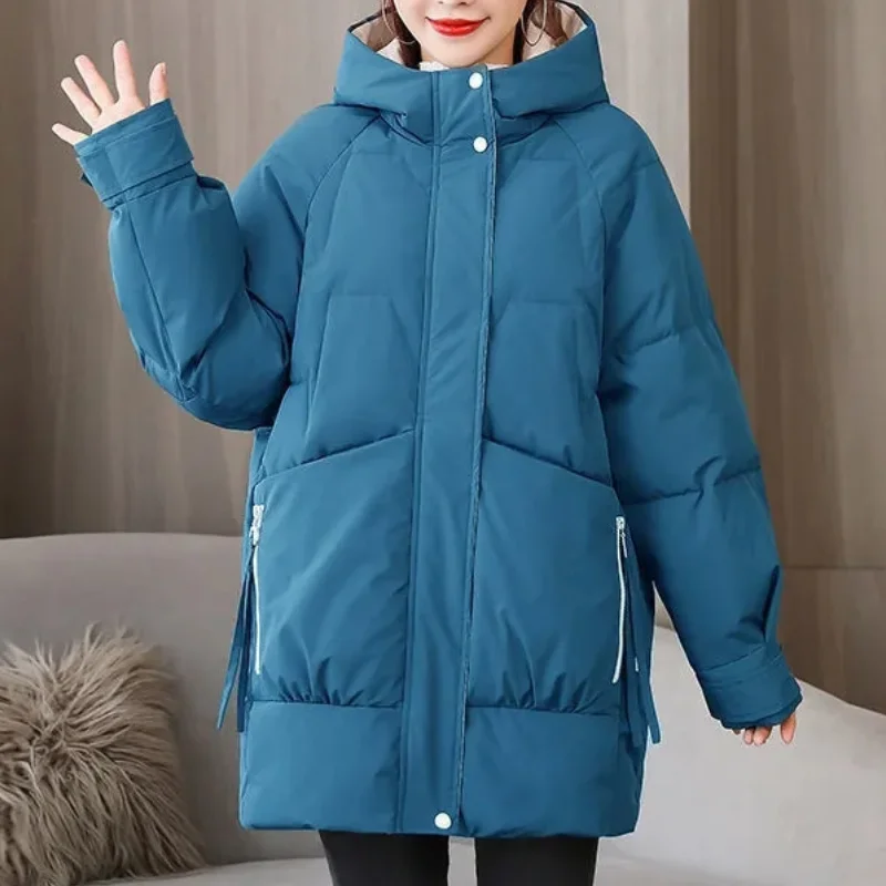 Women's Parkas Hooded Overcoat Casual Long Coat Cotton Padded Parka Warm Female Jackets Outwear Plus Size 2023 New Winter Jacket