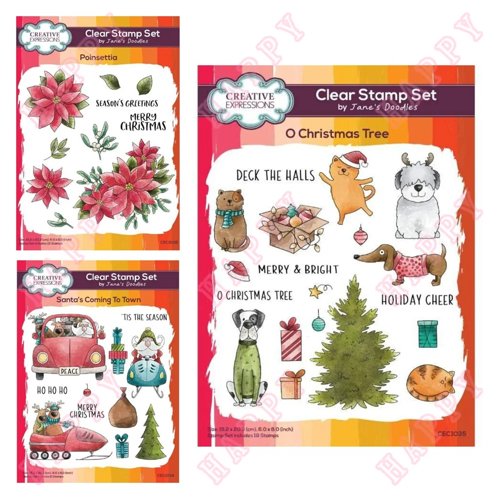 

Metal Cutting Dies And Stamps Christmas Tree Santa’s Poinsettia For Scrapbook Diary Decoration Paper Craft Embossing Template