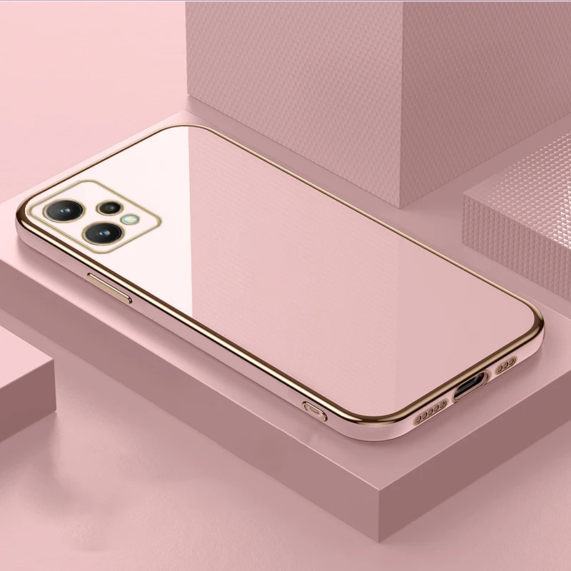 

for C11 Luxury Plating Square Phone Case For OPPO Relame C12 C15 C17 C20 C21 C21Y C31 C35 7i 8 8i 9 9i Silicone Protector Cover