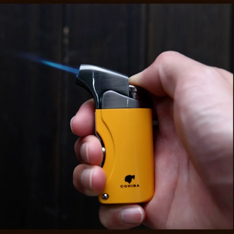 

COHIBA Cigar Lighter With Built-in Cigar Cutter Punch Windproof Butane Gas Lighters Travel Portable Cigarette Jet Lighter
