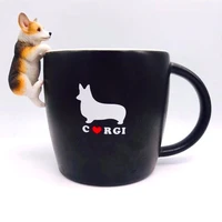 2020 new cartoon 3d corgi coffee cups and mugs 350ml dog student couple ceramic cups best european gift for friends