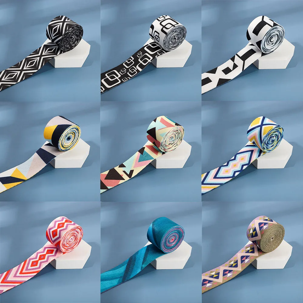 

1/2/5Yards38mm Printed Webbing Fashion Weaving Process Decorative Pattern Clothing Decoration Band Multicolored Jacquard Ribbons