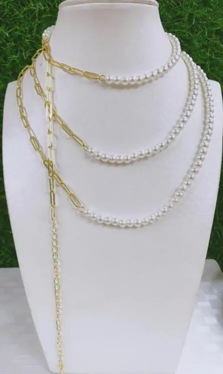 

1pcs Crystal Zircon diamond plastic pearl chain for Women Adjustable Best Party Jewelry necklace dg4d