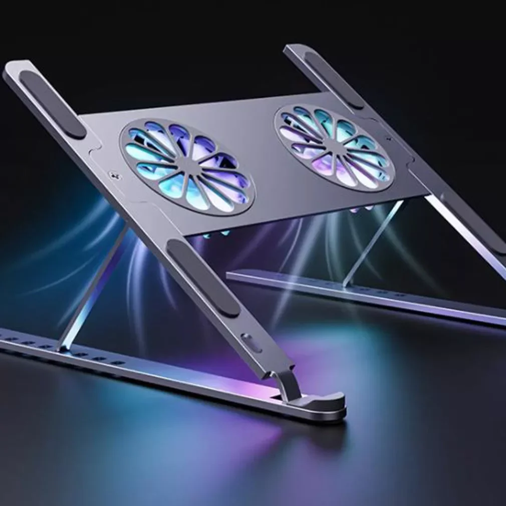 

Stand Cooling Fan Pad Laptop Holder Base Aluminum Adjustable Laptop Stand For Macbook iPad Computer PC Tablet Support Notebook