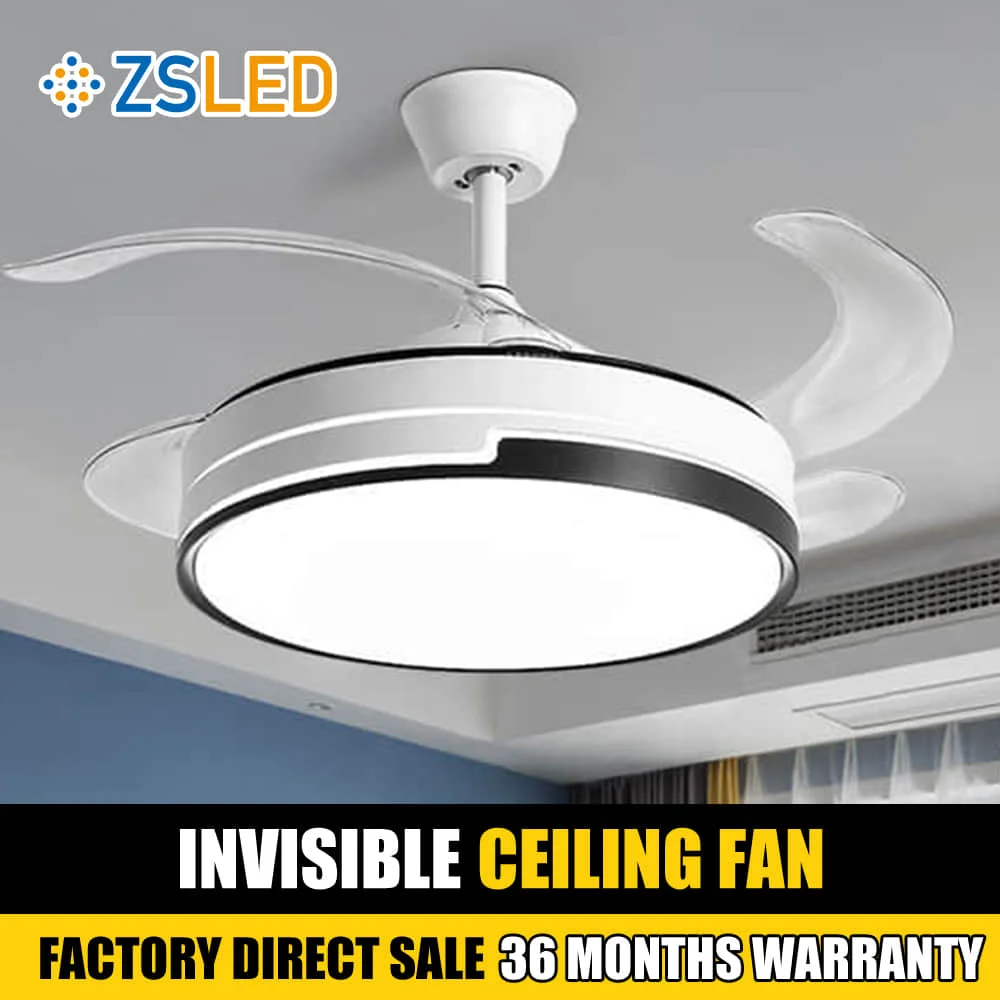 

Intelligent LED Ceiling Fan Lamp Creative Invisible Integrated Fan Light Silent Stepless Dimming Chandelier Fan Bedroom