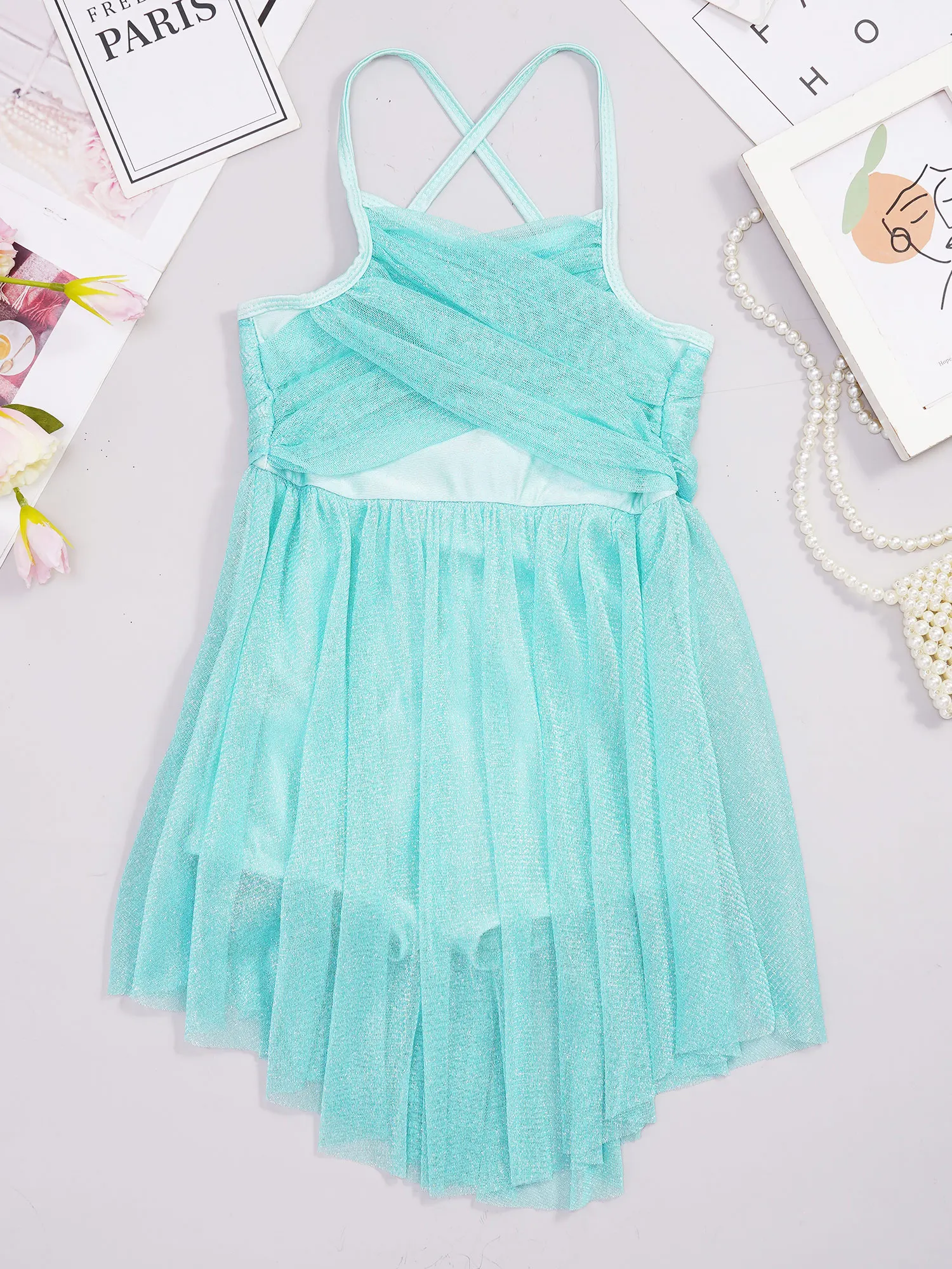 

Детская танцевальная балерина, блестящая сетчатая танцевальная одежда для латиноамериканских танцев