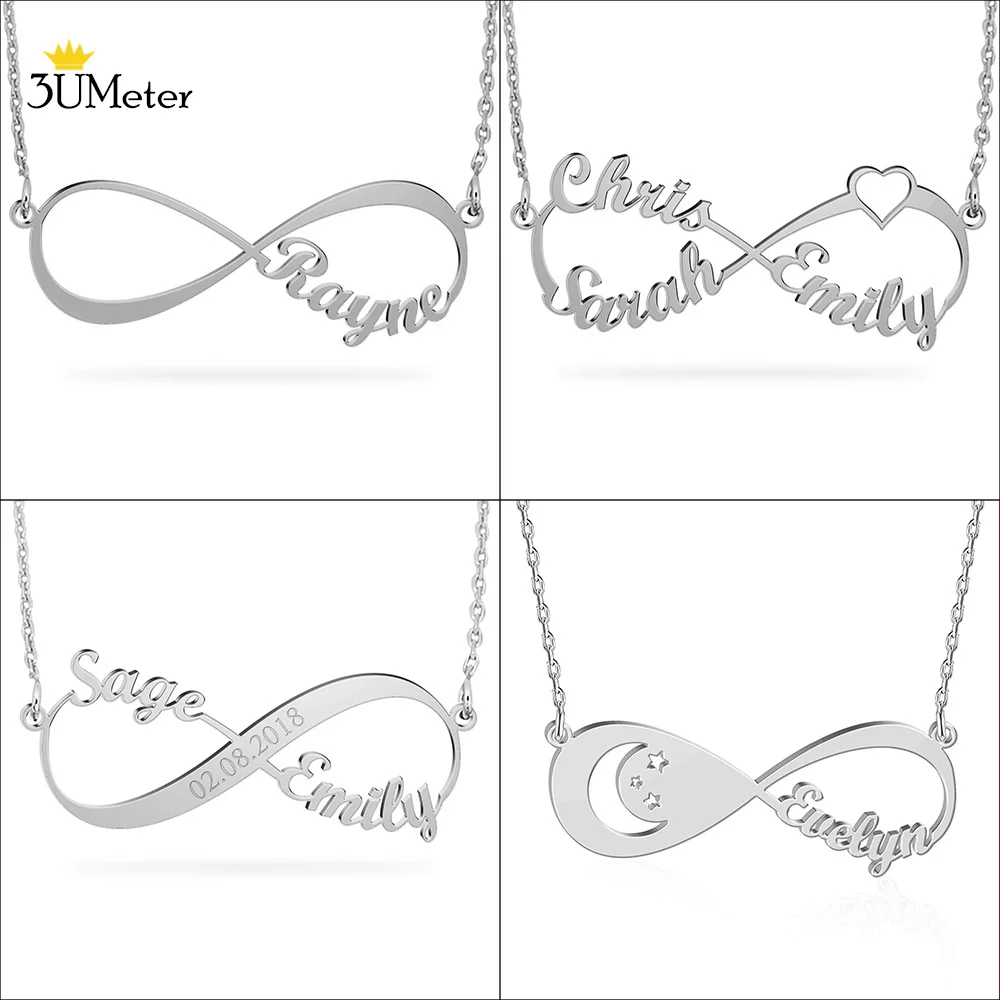 

2022 New Customized Infinite Name Layer Necklaces Stainless Steel Personalized Pendant Custom Name Necklace Family Member Gifts