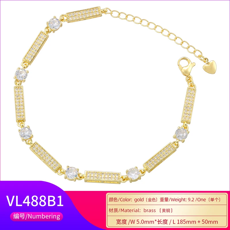 ZHUKOU 18K позолоченный прямоугольный Соединительный Круглый Цирконий простой