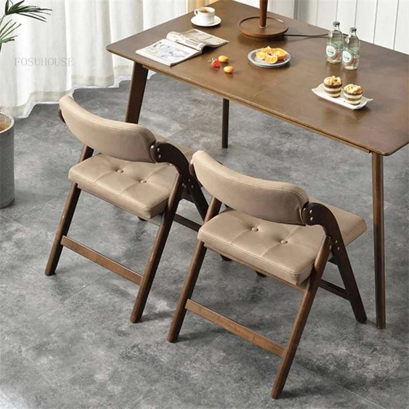 

Обеденные стулья из твердой древесины в скандинавском стиле для кухни, современные минималистичные дизайнерские складные стулья, домашнее кресло для отдыха, спинки стульев