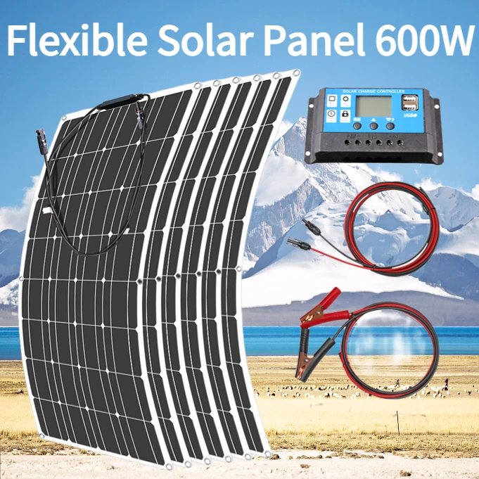 

12V Flexible Solar Panel 600W 100W 200W 300W 400W 500W Bendable Waterproof Monocrystalline Best Solar Panel China for RV Boat