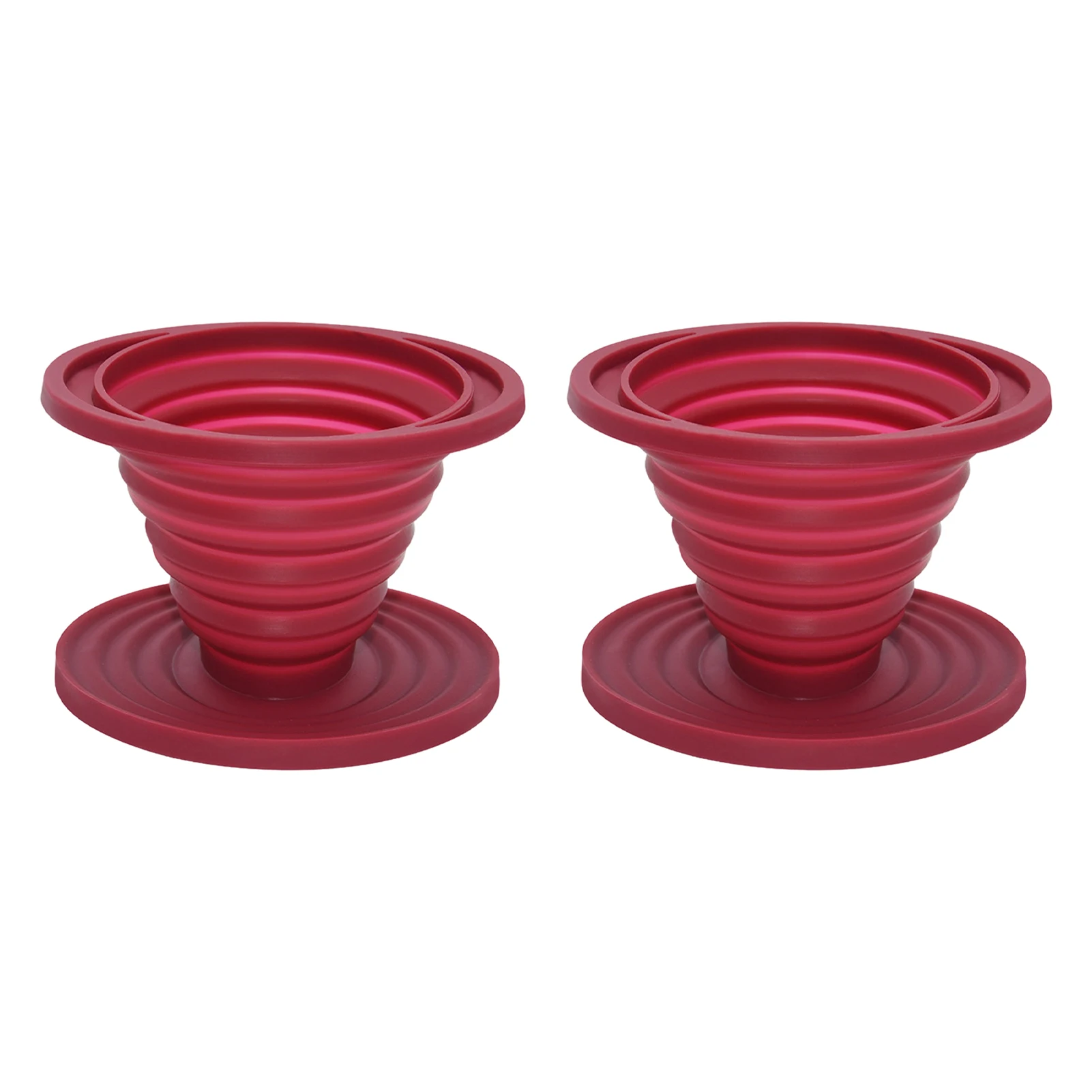 

2pcs Backpacking Outdoor Home Pour Over Coffee Maker Collapsible Portable Red Office For Camping Reusable Silicone Travel Hiking