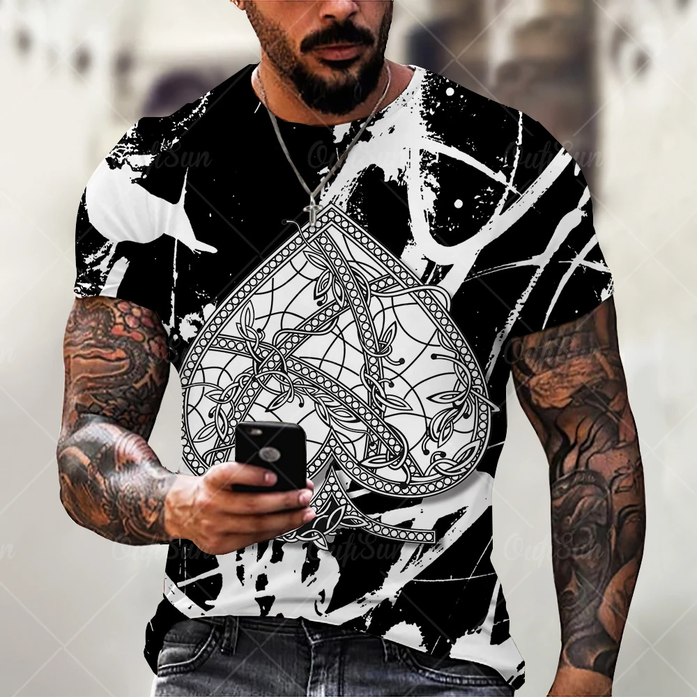 

Men's O-neck T-shirt Fashion Spades Heart 3D Printing Casual Short Sleeve Summer Exquisite Street Trend Shirt 2022 Hot Sale