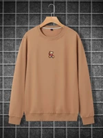 men round neck bear embroidery pullover