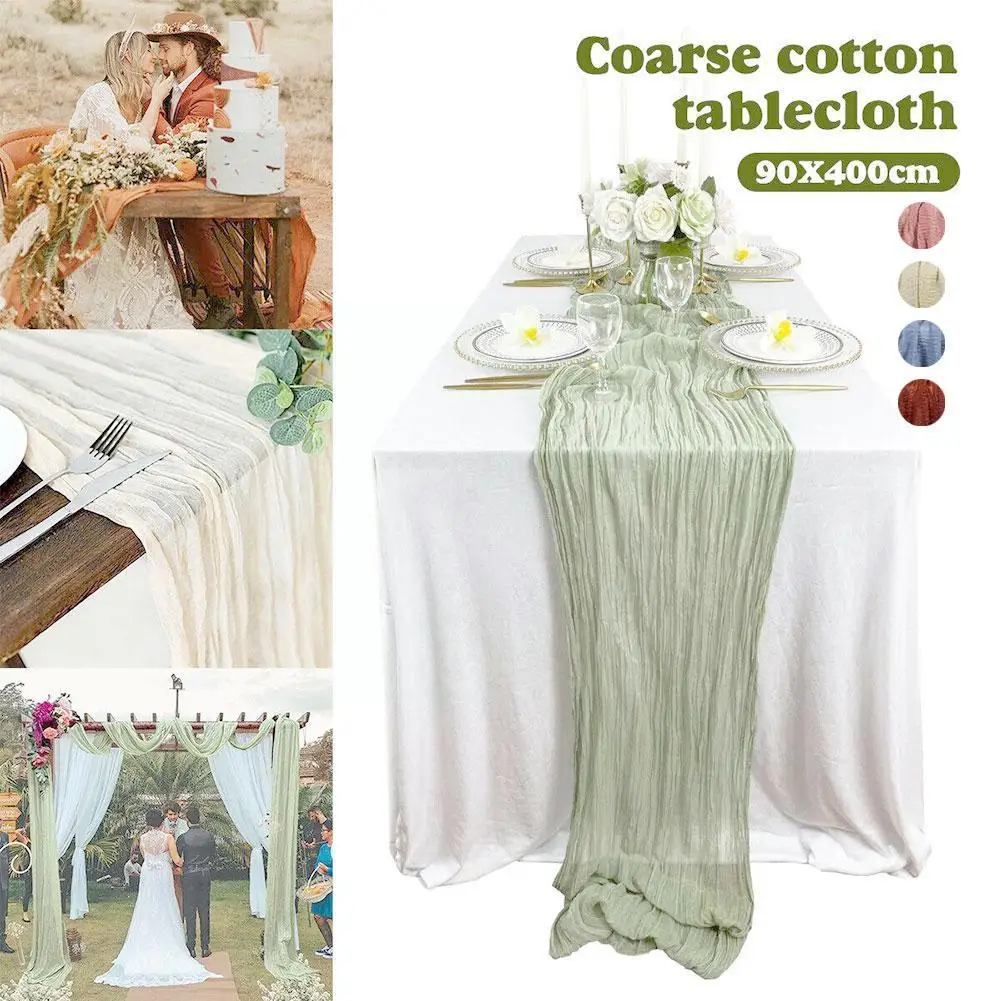

Cheese Cloth Tablecloth Romance Gauze Table Runner Boho Beach Rustic Decor Decoration Party Dinning Table Table Wedding Cou E7g2