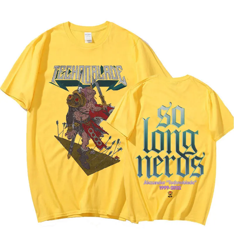 Technoblade RIP So Long Nerds Dream Team SMP MCYT Merch Print T-shirt Men Fashion Hip Hop Oversized Pure Cotton T-shirts Unisex images - 6