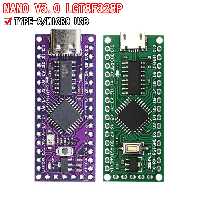 Фонарь с MICRO USB, совместимый с ATMEGA328 Nano V3.0 LGT8F328P CH9340C/LGT8F328P-LQFP32 SOP16 для Arduino