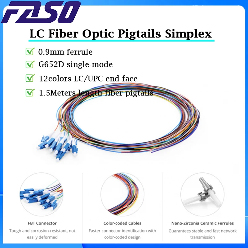 Волоконный пигтейль FASO длиной 1 5 м LC UPC для Untermined 12 волокон без люверса с цветным